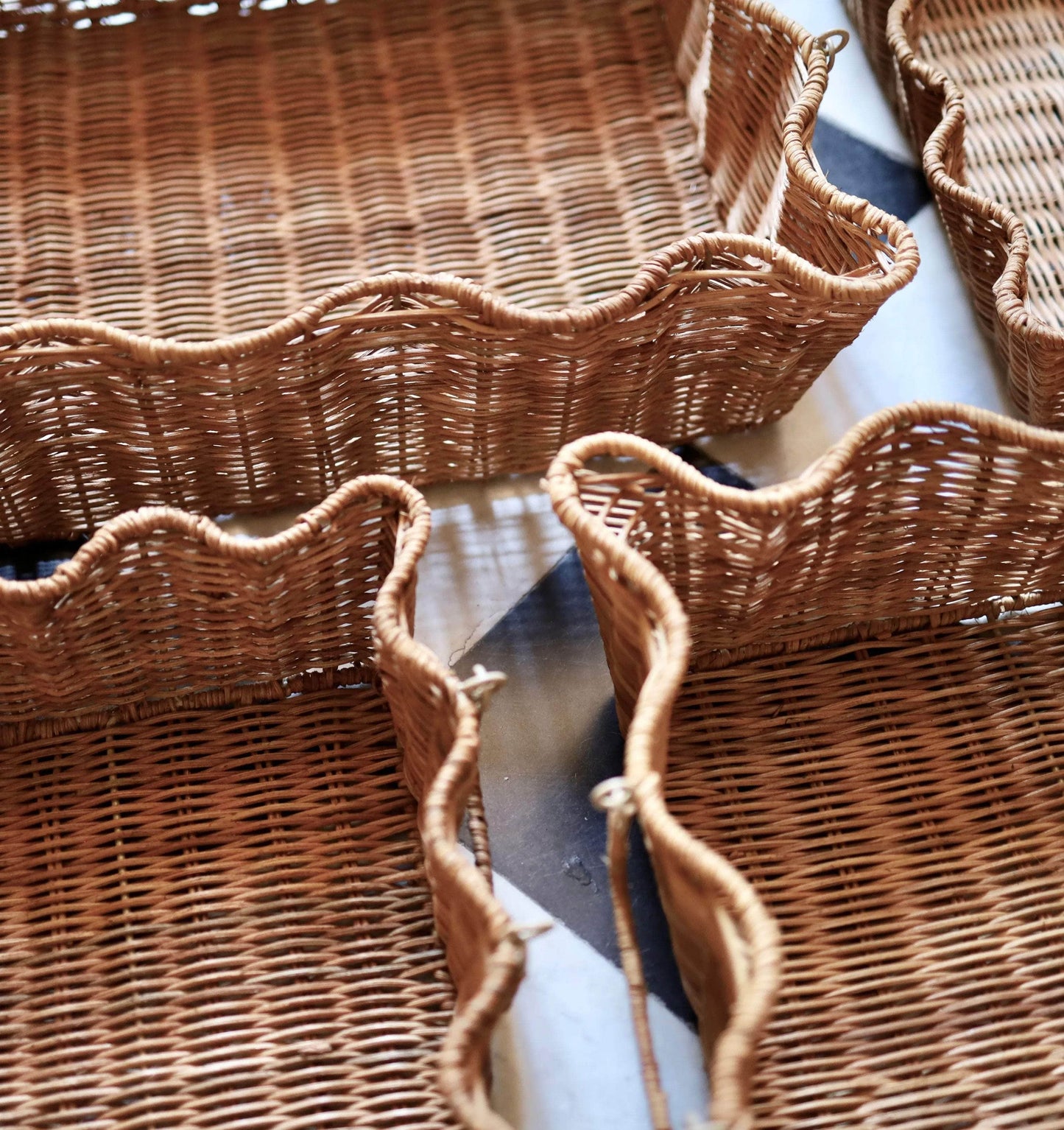 Scalloped Rattan Tray