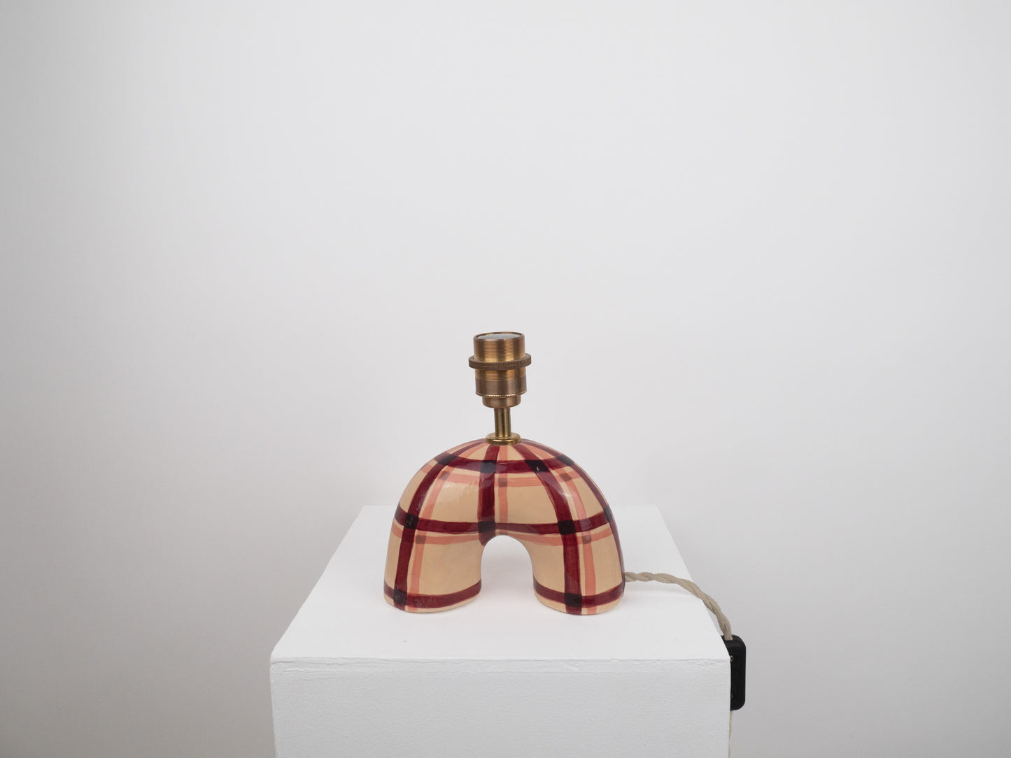 'Me' Table Lamp - Maroon Gingham