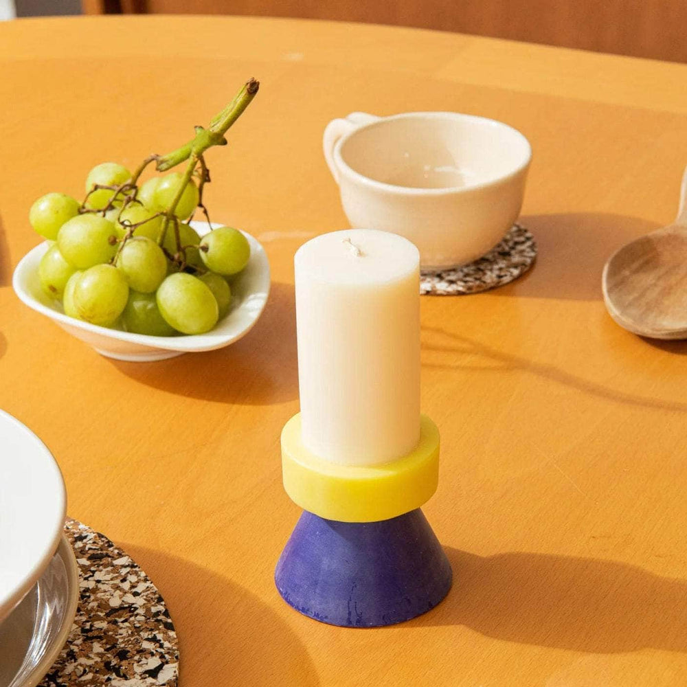 Stack Candle Tall - White / Yellow / Blue