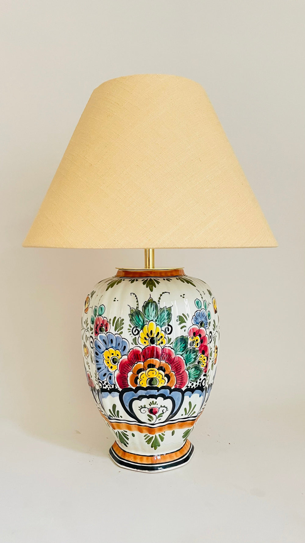 Antique Delft Polychrome Lamp