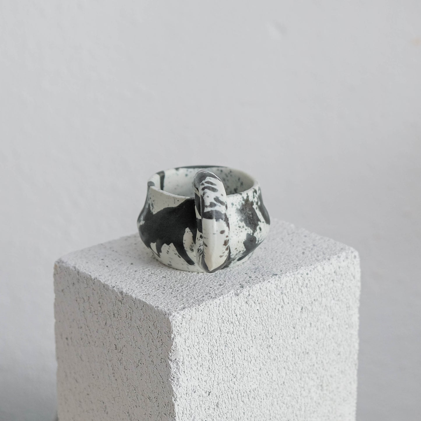 Dalmata XS - Porcelain Espresso Cup - Brush Strokes Black - Set of 2