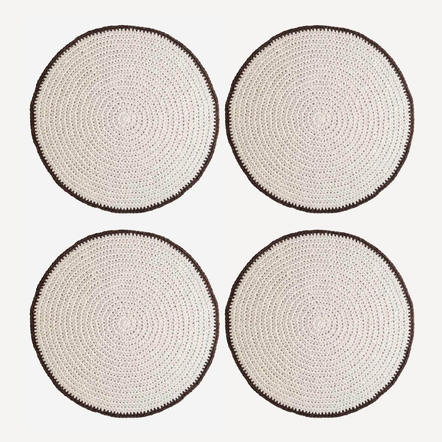 Crochet Round Placemat, Set of 4 - Beige