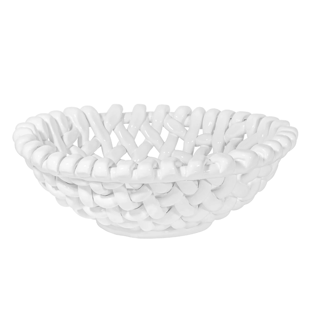 Large White Basketweave Bowl