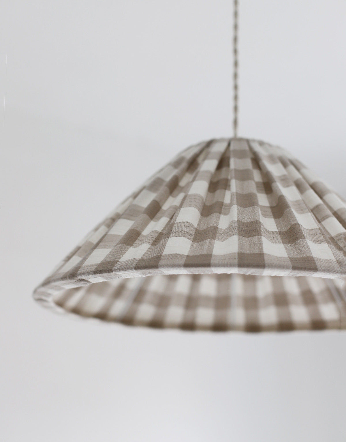 Malala Conical Pendant Light in Beige with Large Check Pattern