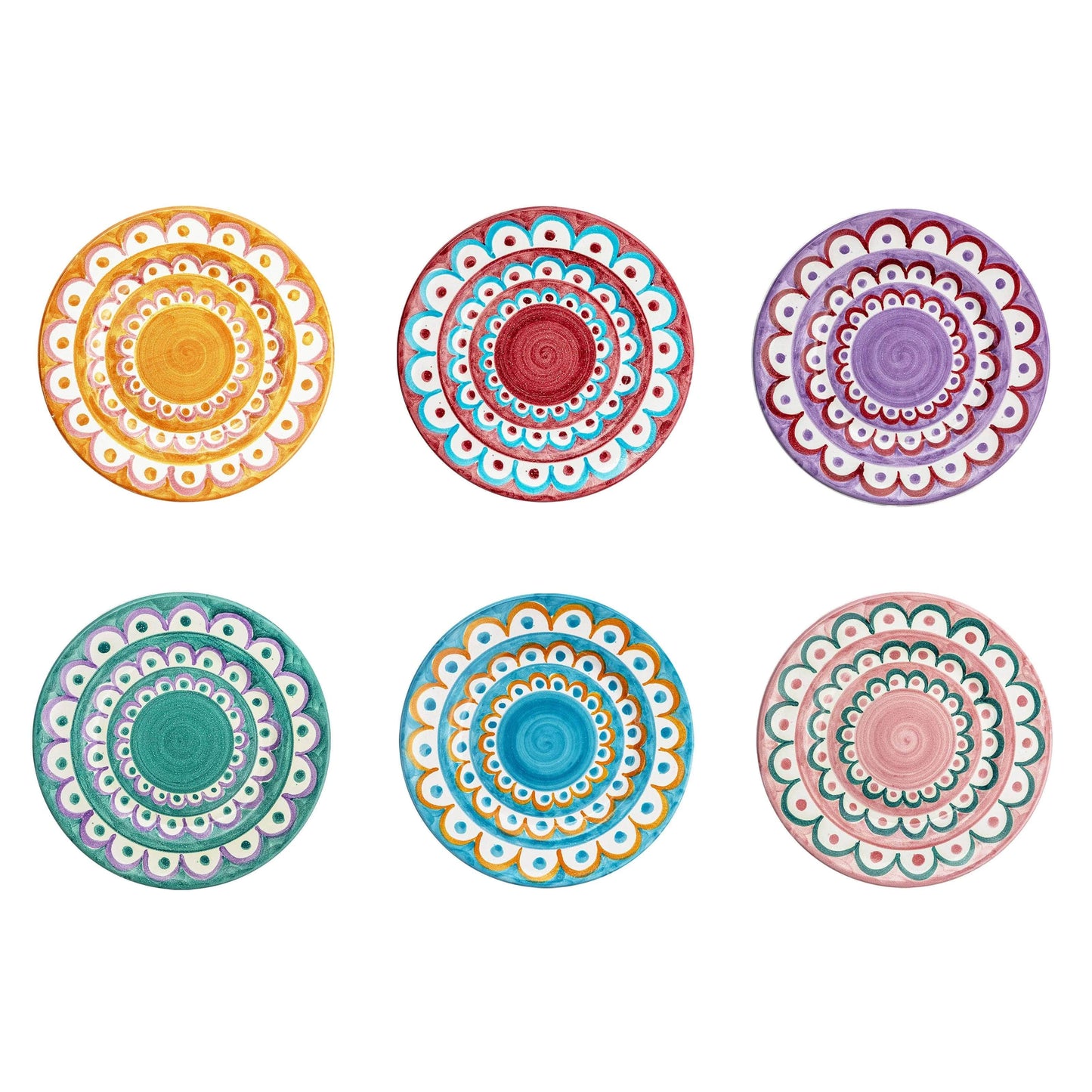 Scallop Dessert Plates Set of 6 Multicoloured