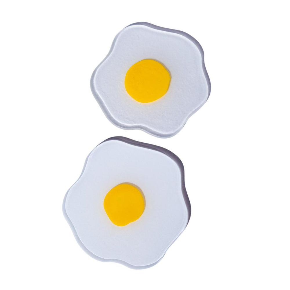 Raw to Fried Round Egg Glass Coaster Set of Two