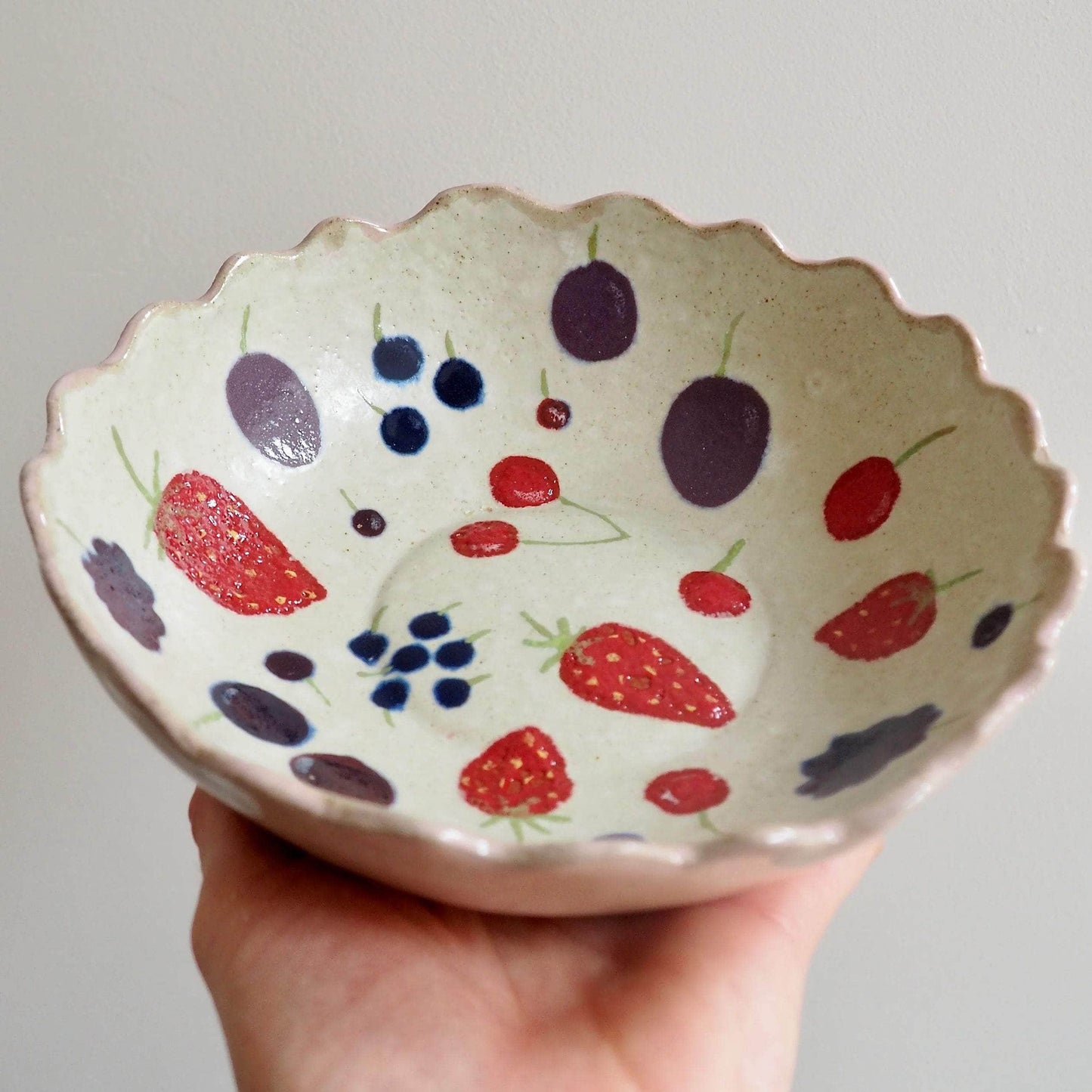 Handmade Summer Berries Ceramic Fruit Bowl