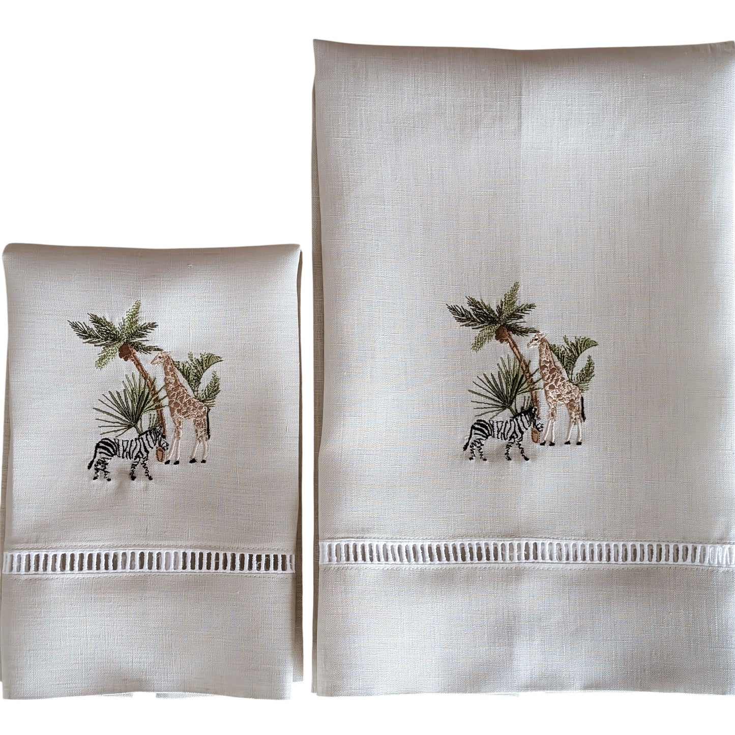 SAFARI - Safari Embroidery Linen Bath Towels (set of 2)