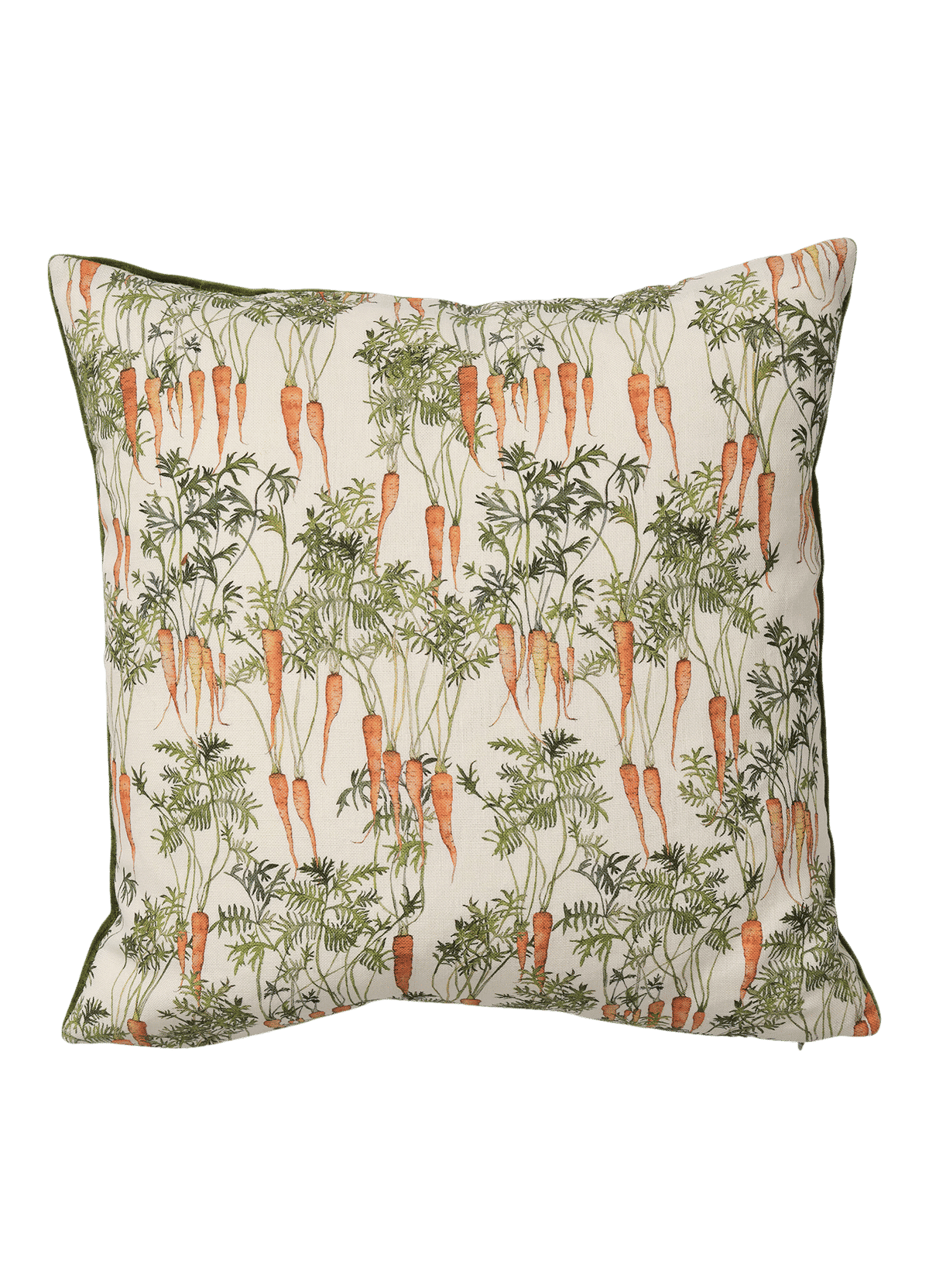 Square Wisteria Carrot Cushion with Green Velvet