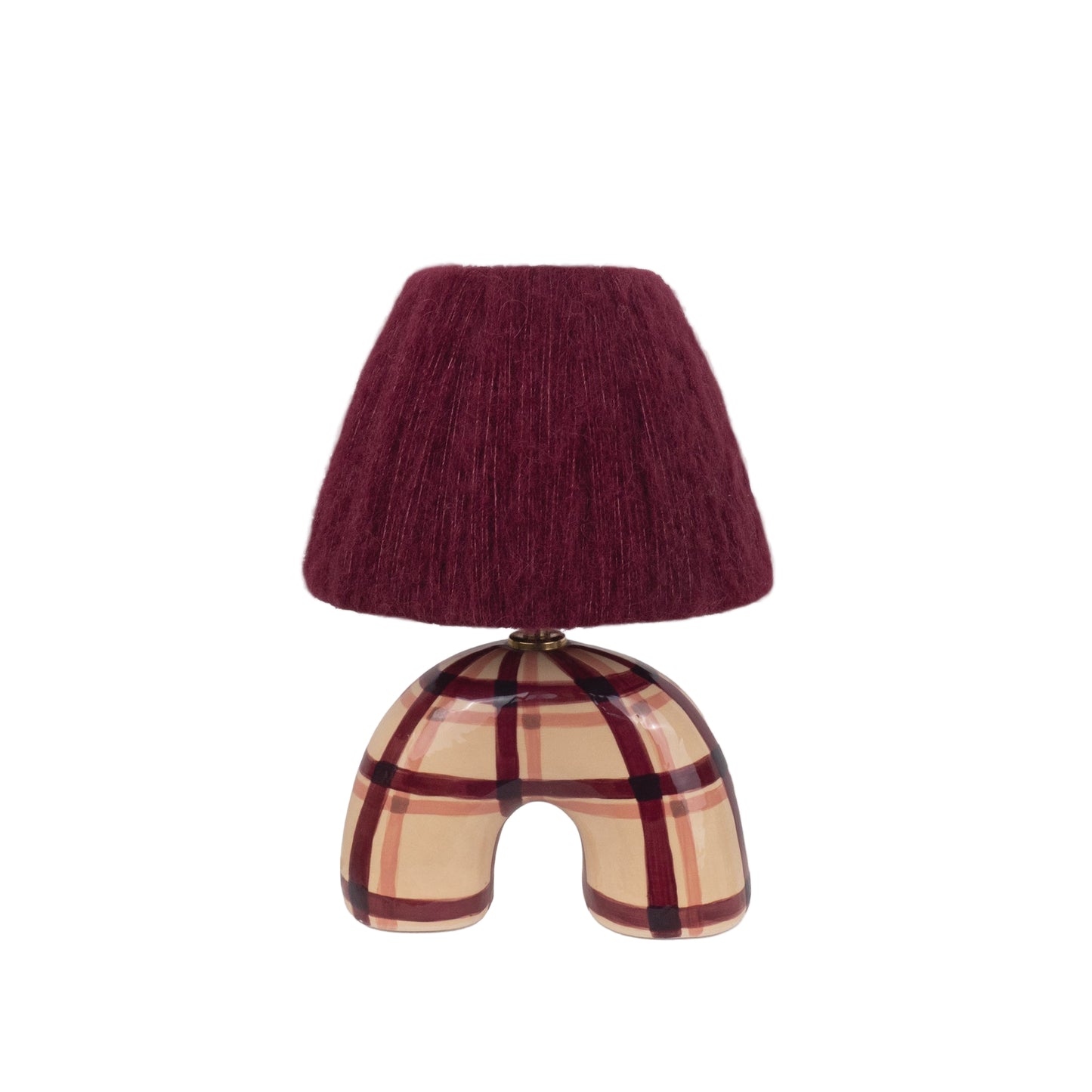 'Me' Table Lamp - Maroon Gingham