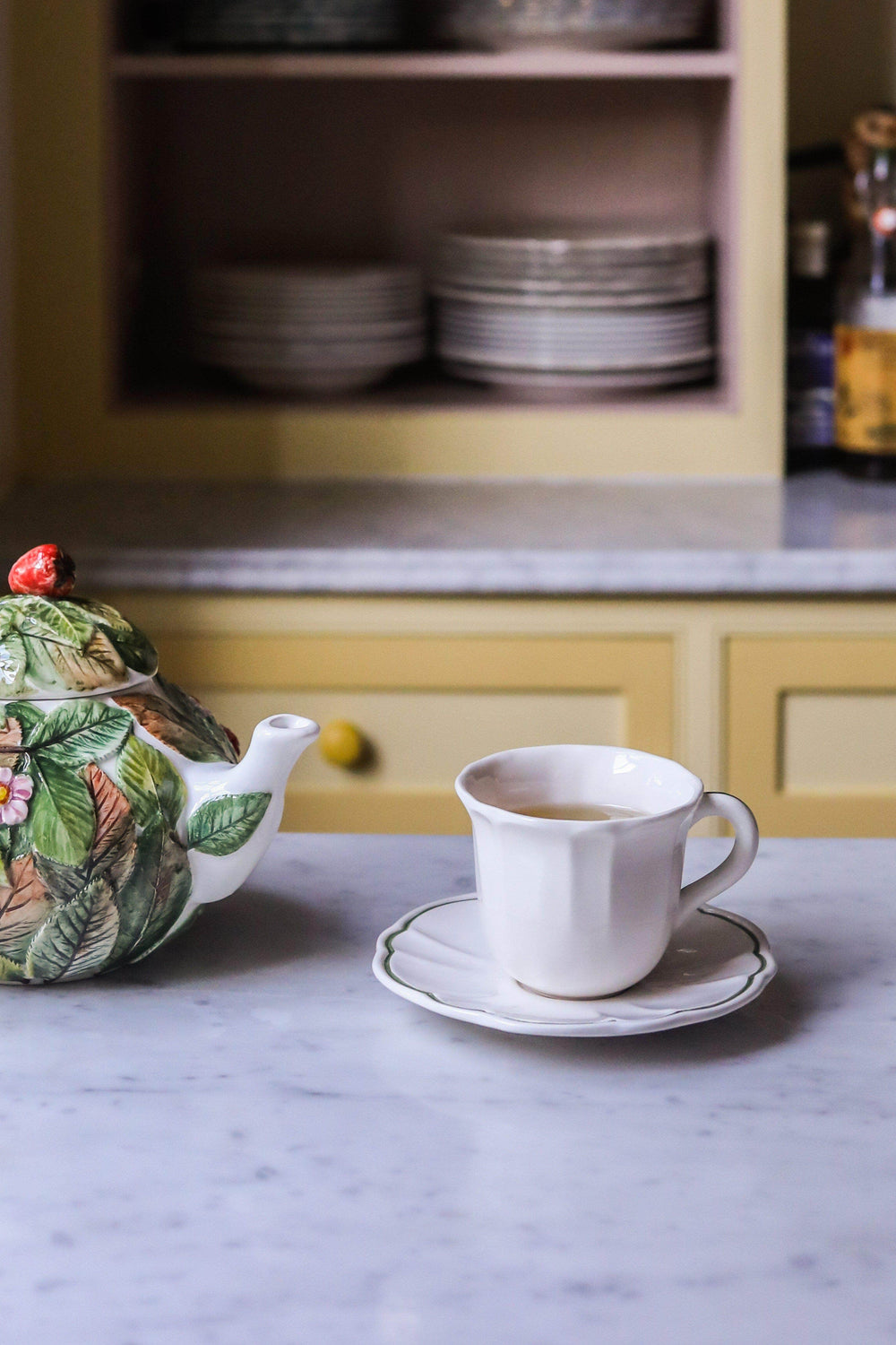 Romilly Teacup & Saucer, Green, Set Of 2