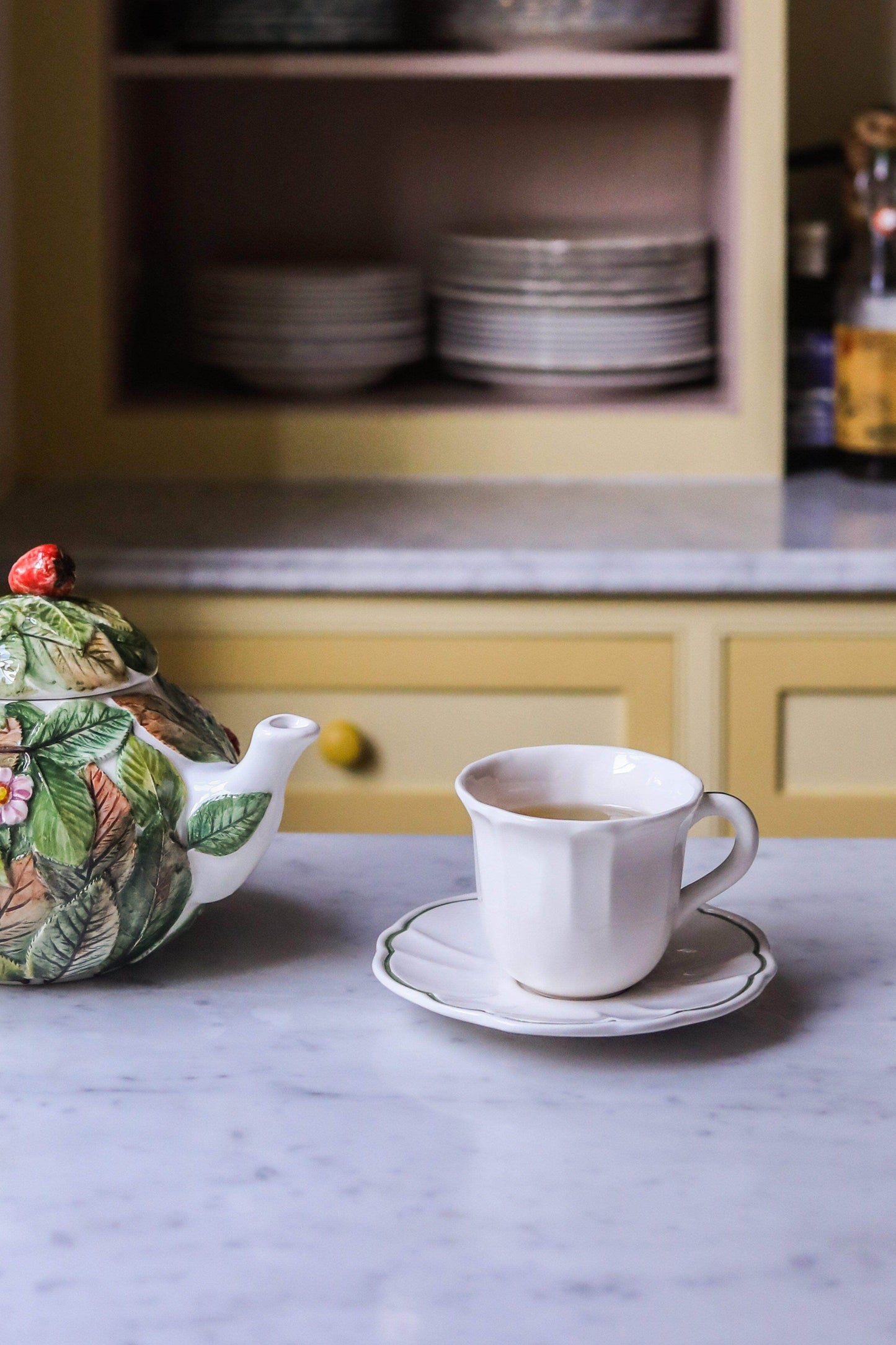 Romilly Teacup & Saucer, Green, Set Of 2