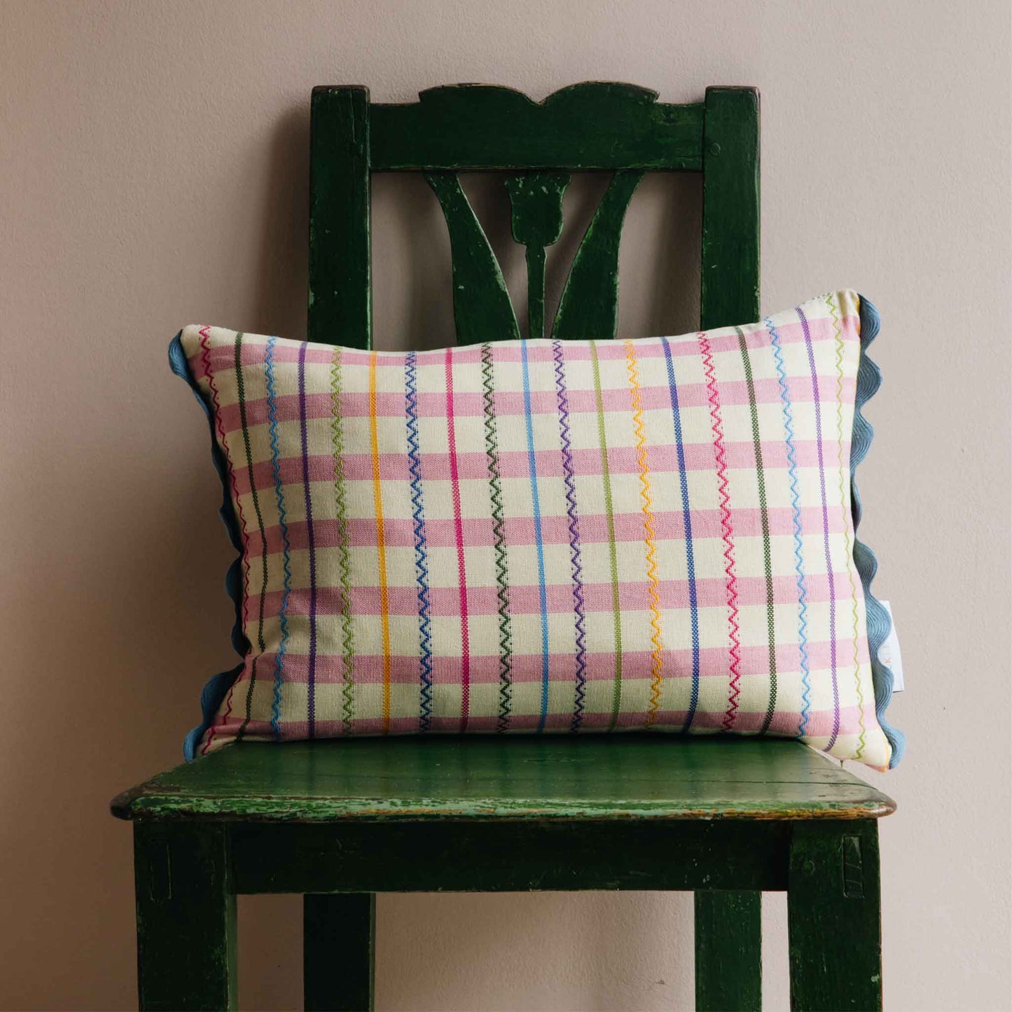 Ginny Gingham Pink Oblong Cushion