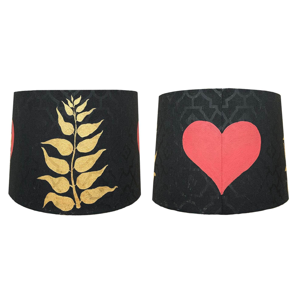 Set of 2 Golden Vine and Love Heart Hand Painted Lampshade