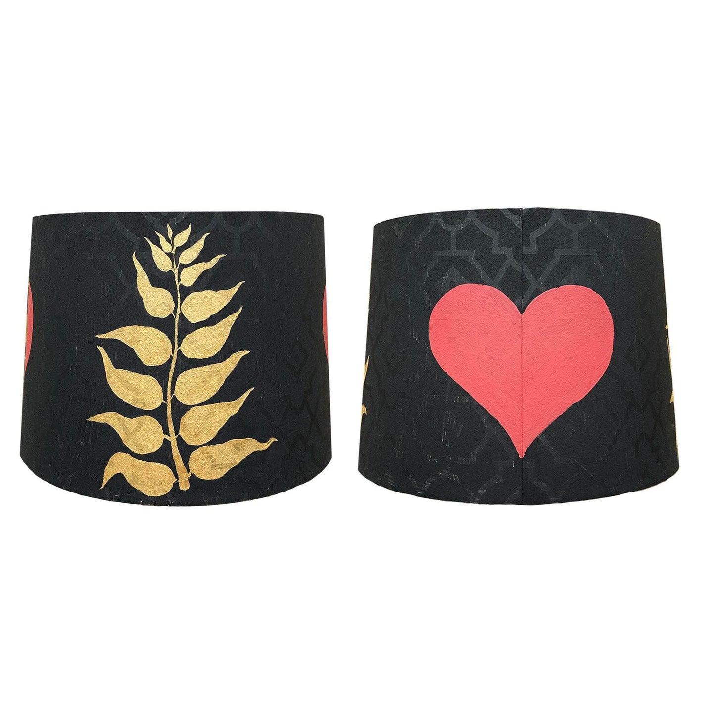 Set of 2 Golden Vine and Love Heart Hand Painted Lampshade
