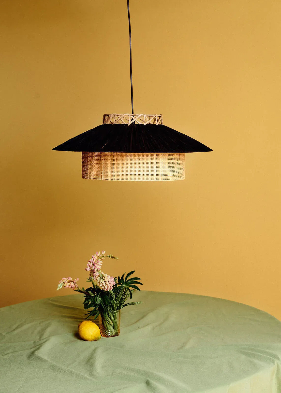 Kyoto Ceiling Lamp - Black & Nature
