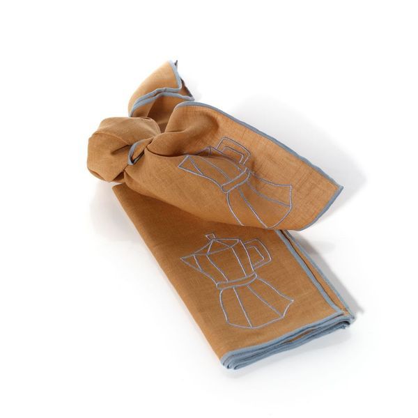 Linen Embroidered Napkins | 'Cafetiere'