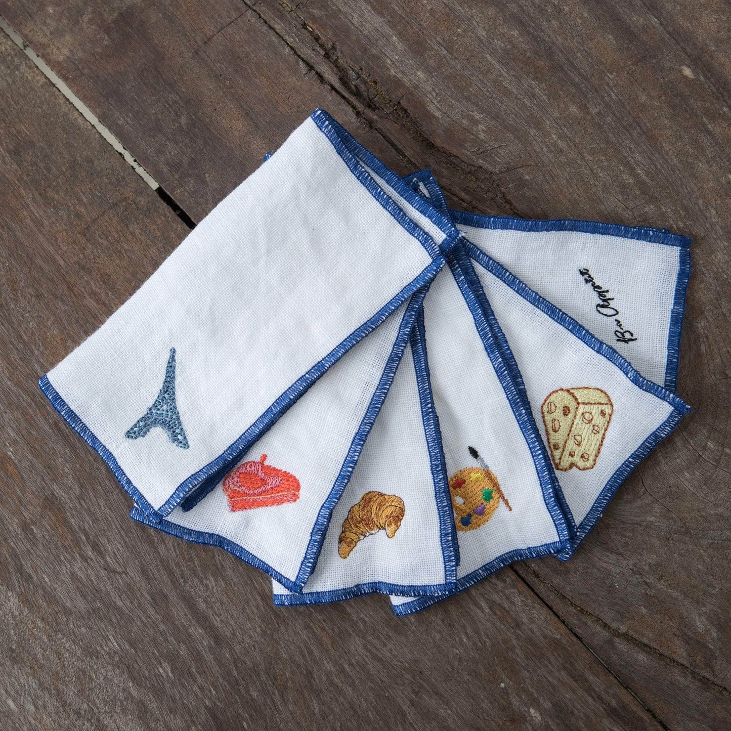 France Cocktail Linen Napkins - Set of 6