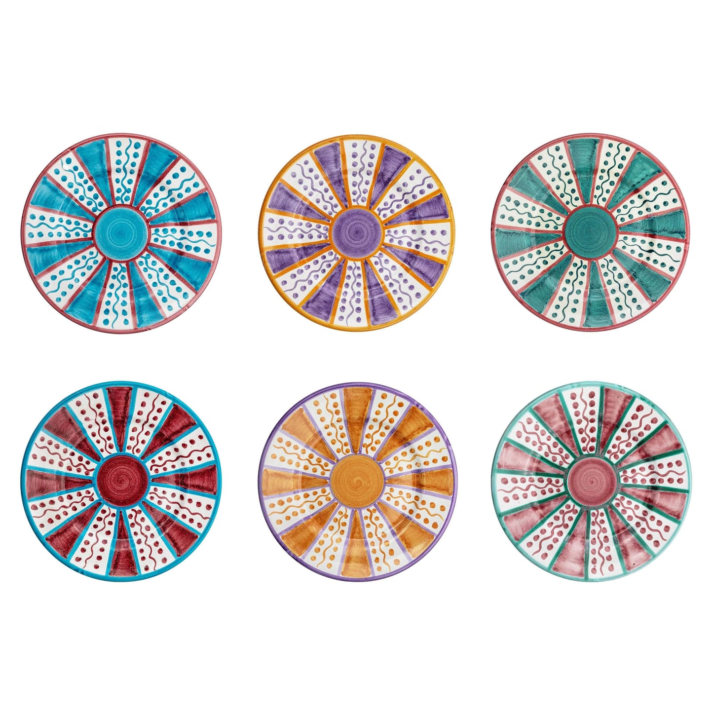 Sunbeam Dessert Plates Set of 6 Multicoloured