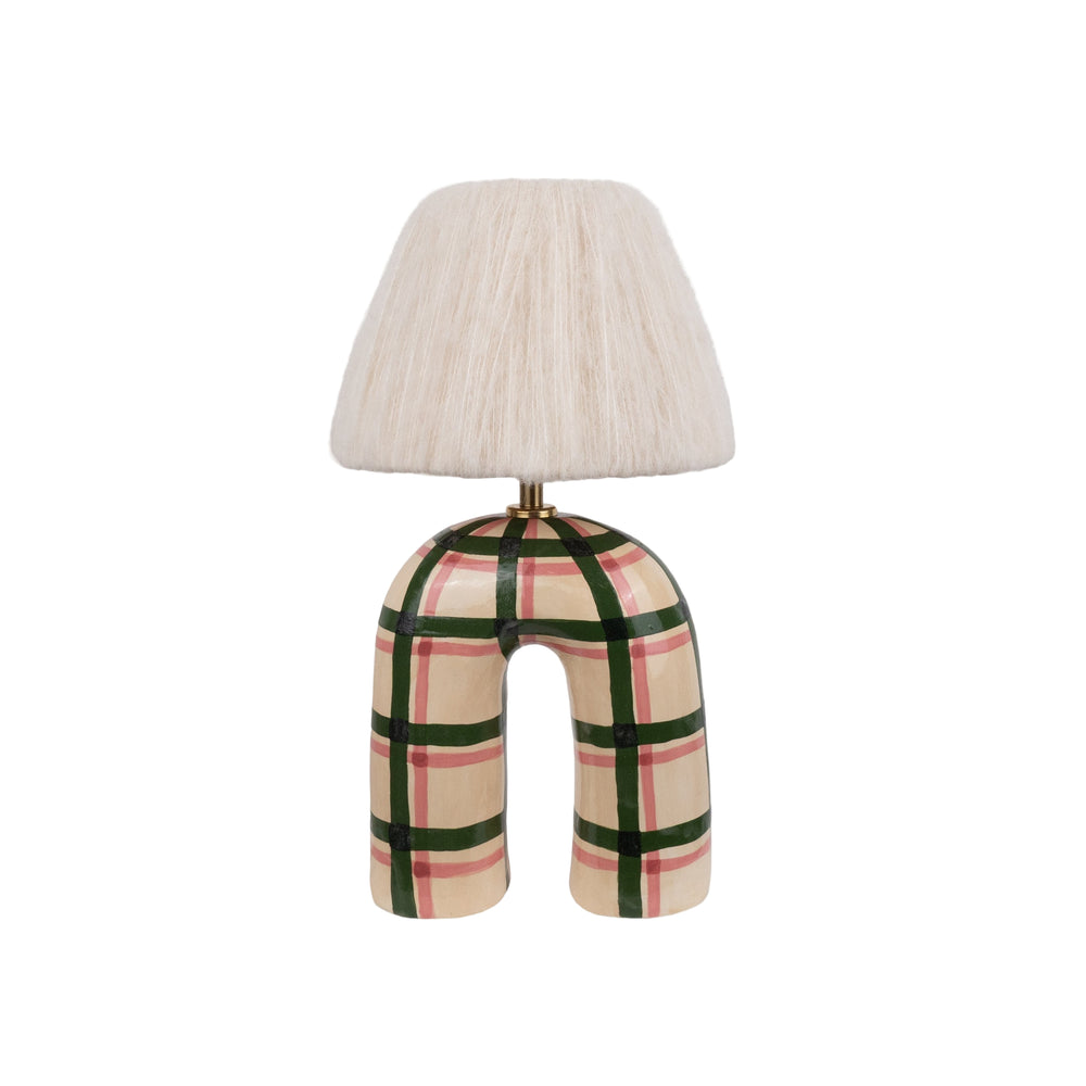 'You' Table Lamp - Green Gingham