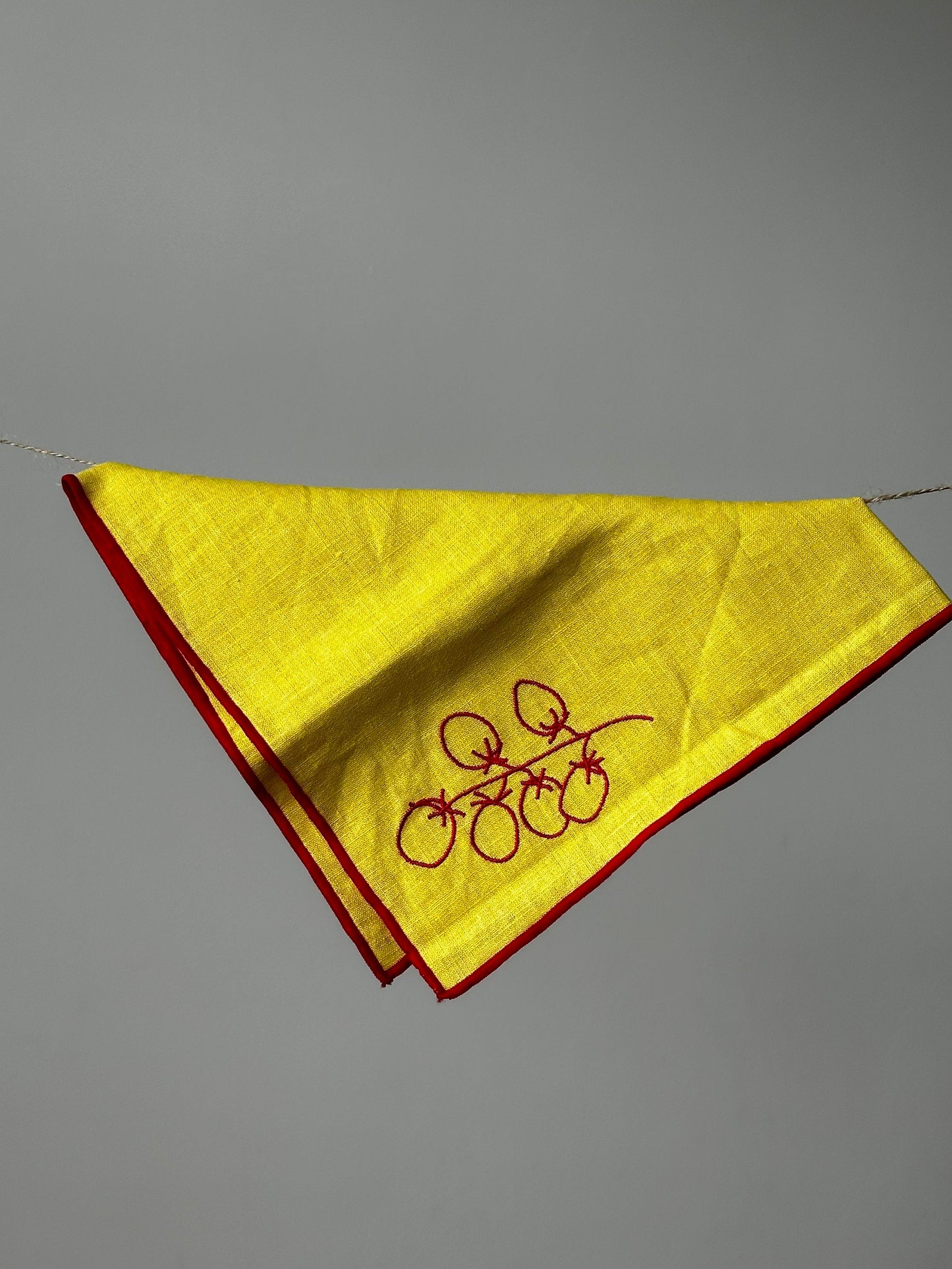 Linen Embroidered Napkins | 'Vine Tomatoes'