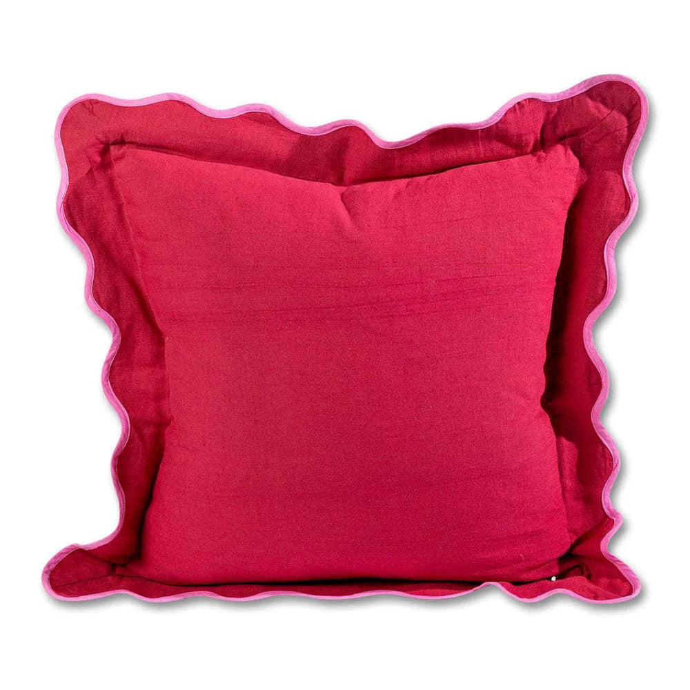 Darcy Linen Pillow - Wine + Neon Pink