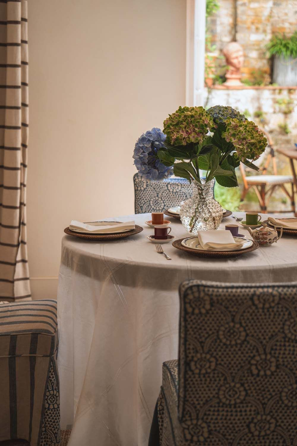 Double Hemstitch Check Round Tablecloth