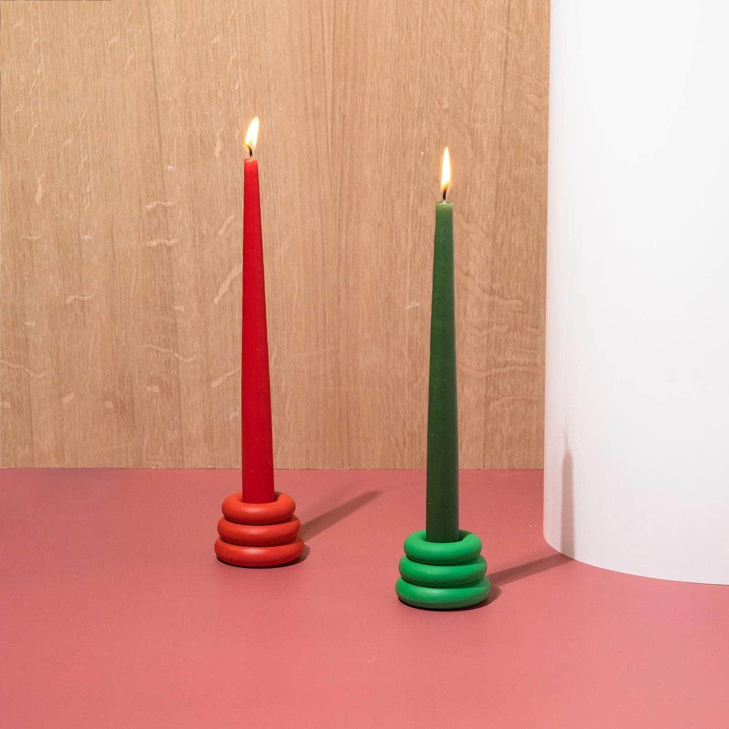 Dark Green Tapered Candles - Set of 2