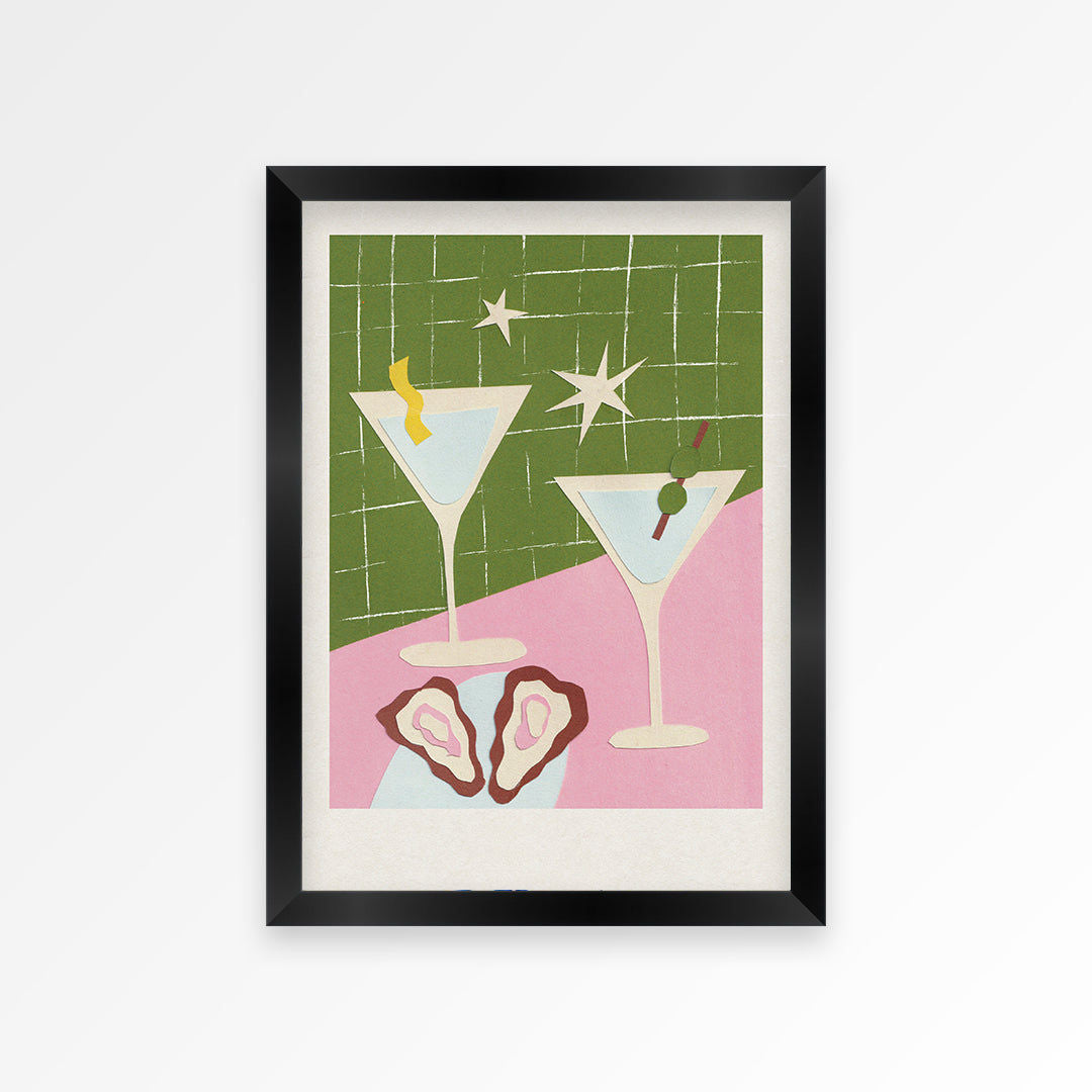 Martini Hand Collaged Print