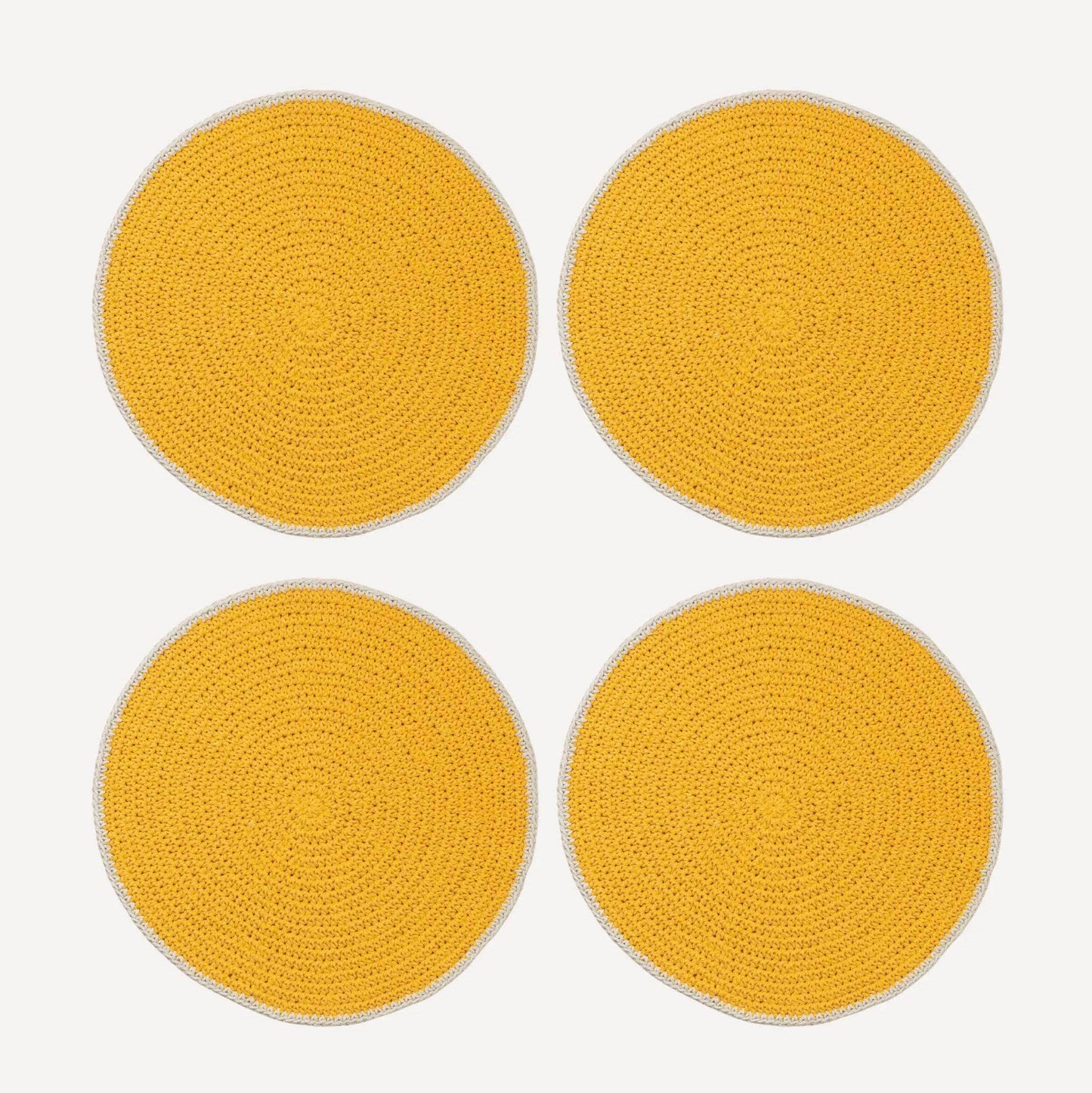 Crochet Round Placemat, Set of 4 - Mustard