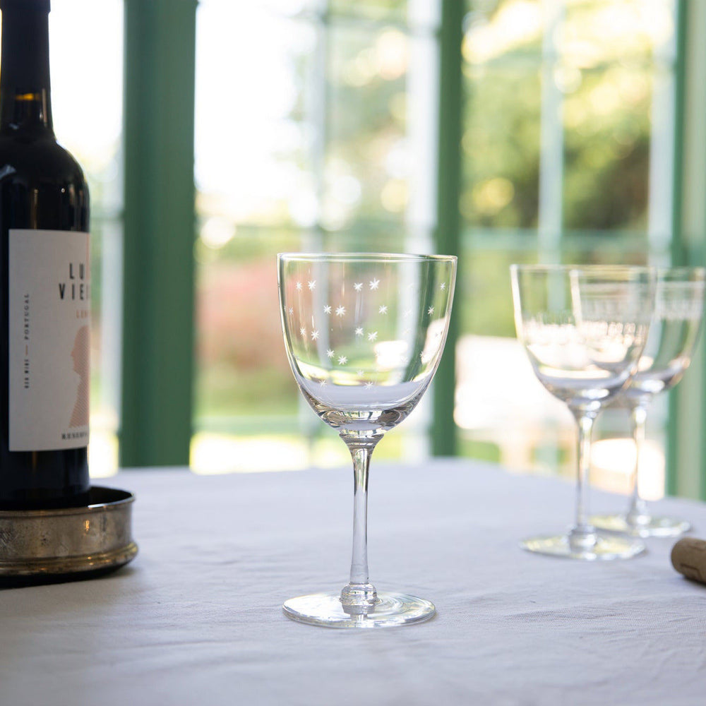 Large Crystal Wine Glasses with Stars Design