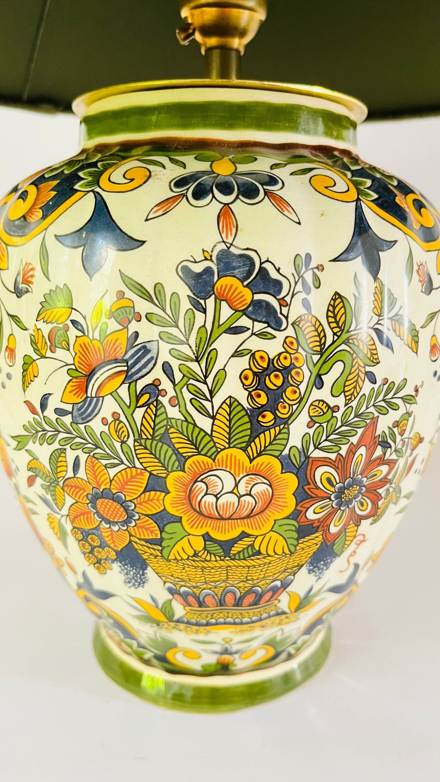 Antique Delft Polychrome Lamp