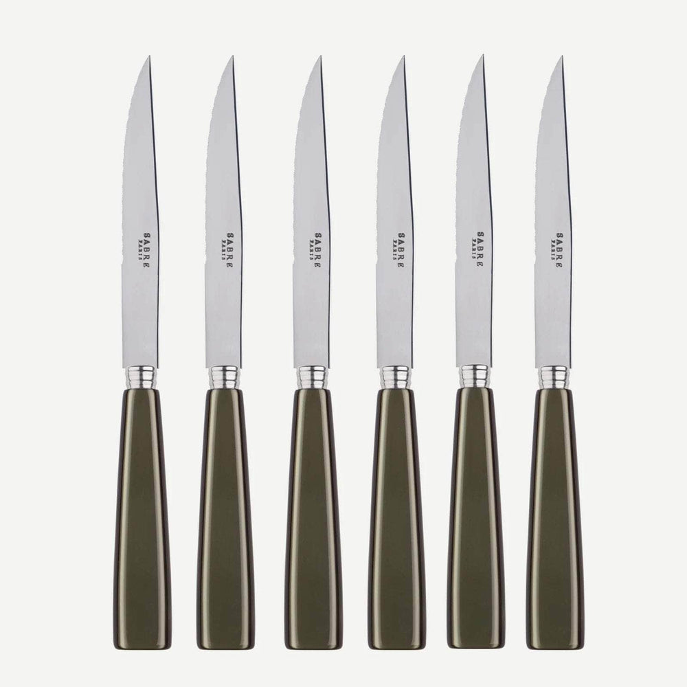 Icône Set of 6 Steak Knives, Olive