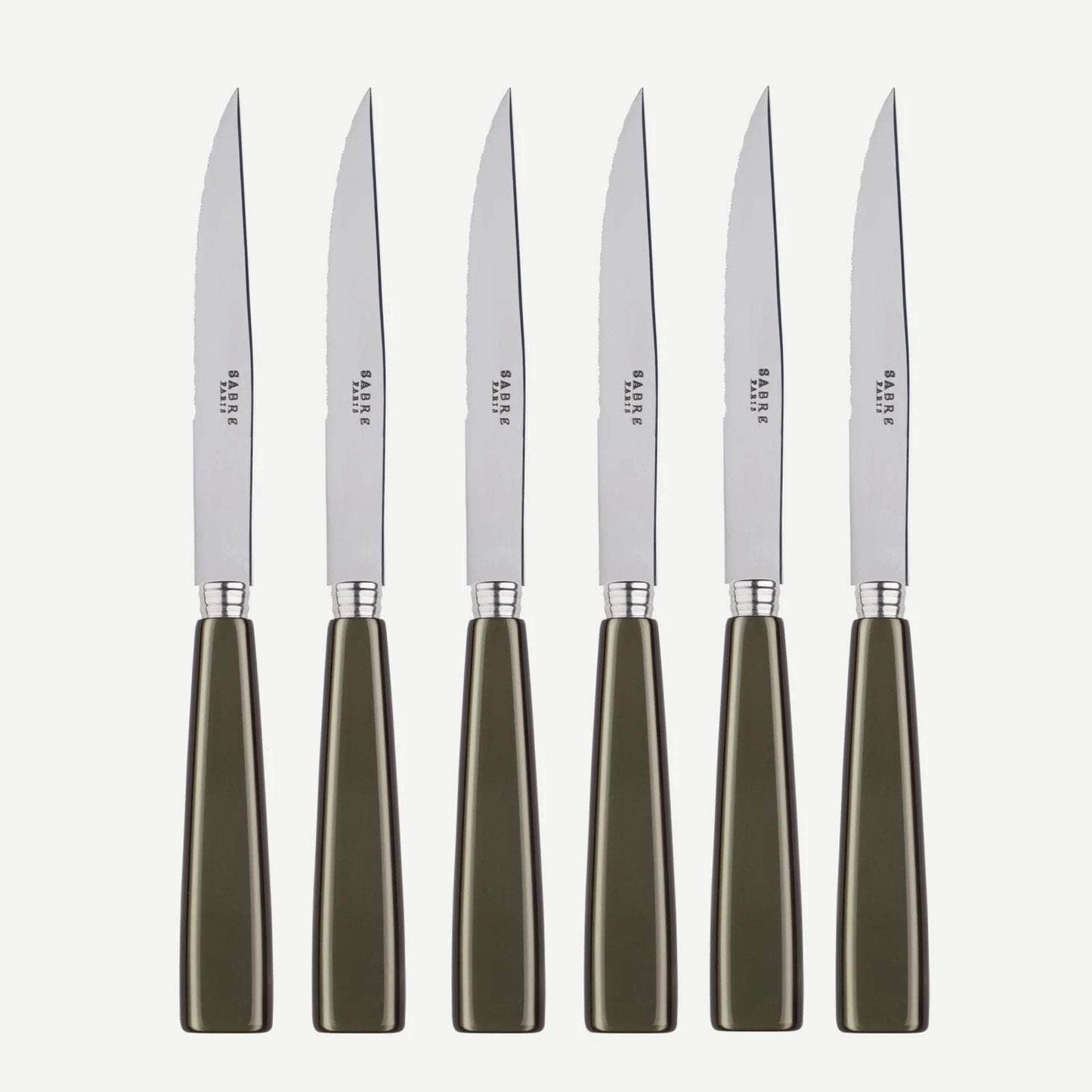 Icône Set of 6 Steak Knives, Olive