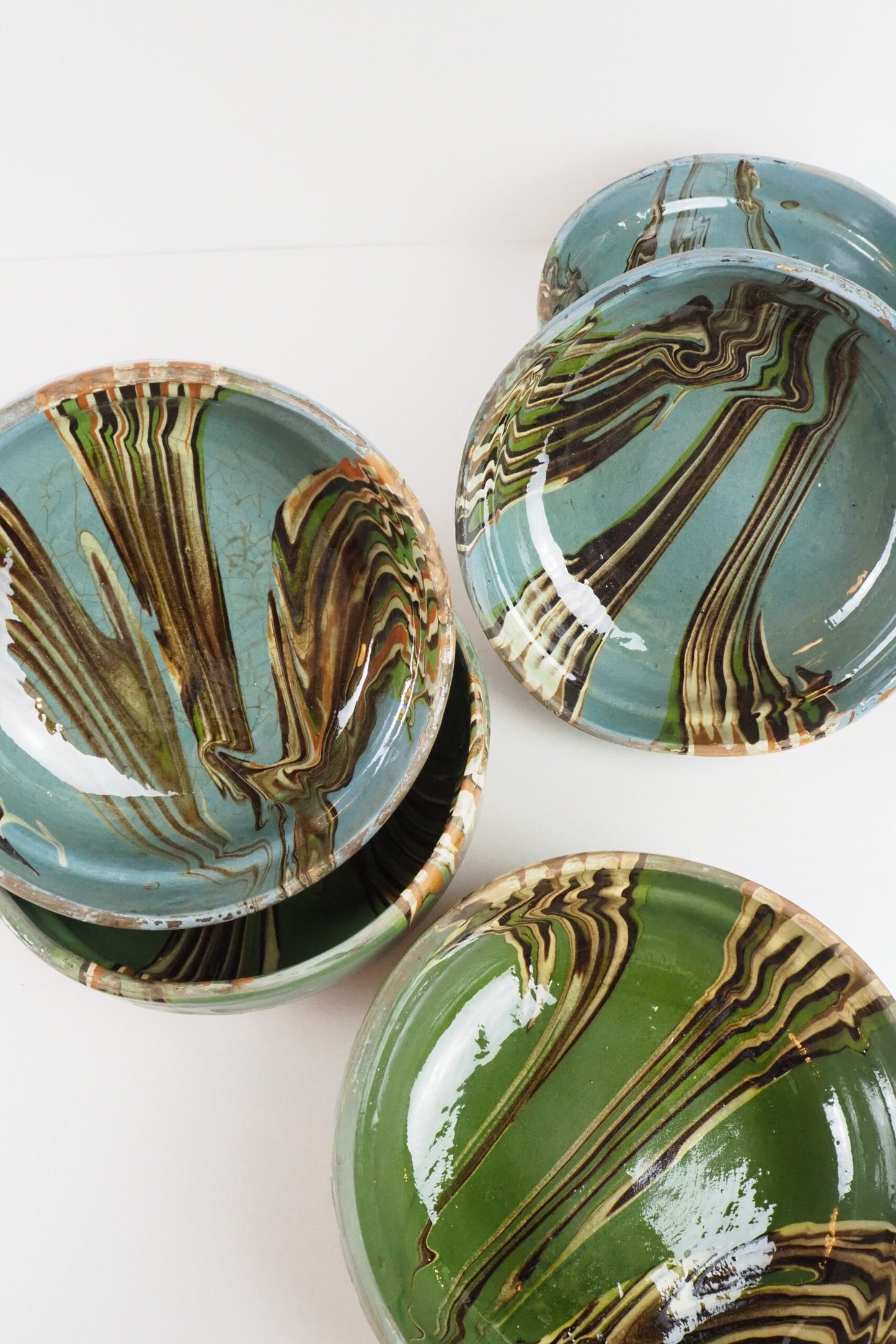 Blue Marbled Large Bowl