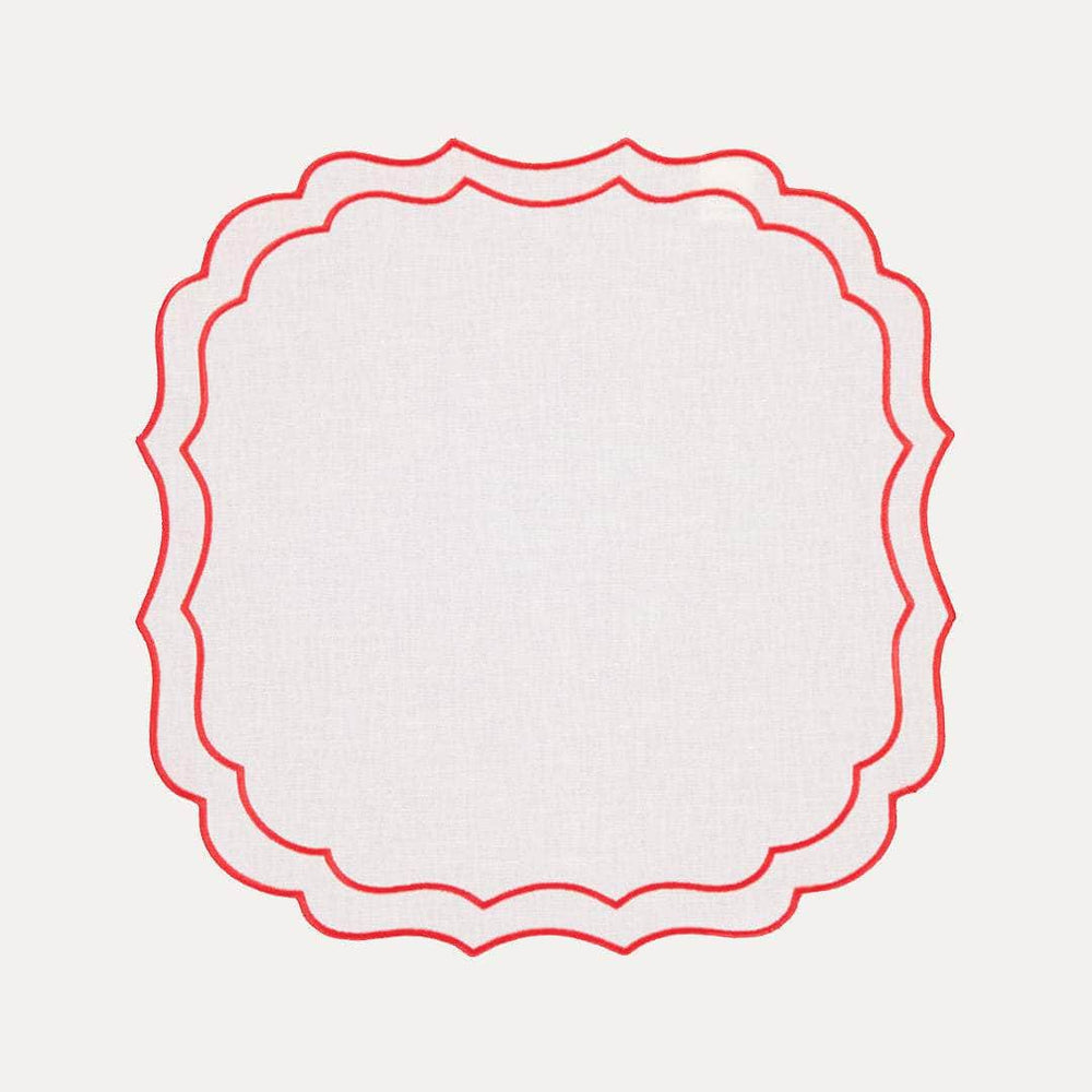 Greta Placemat, White with Orange – Anti-Stain