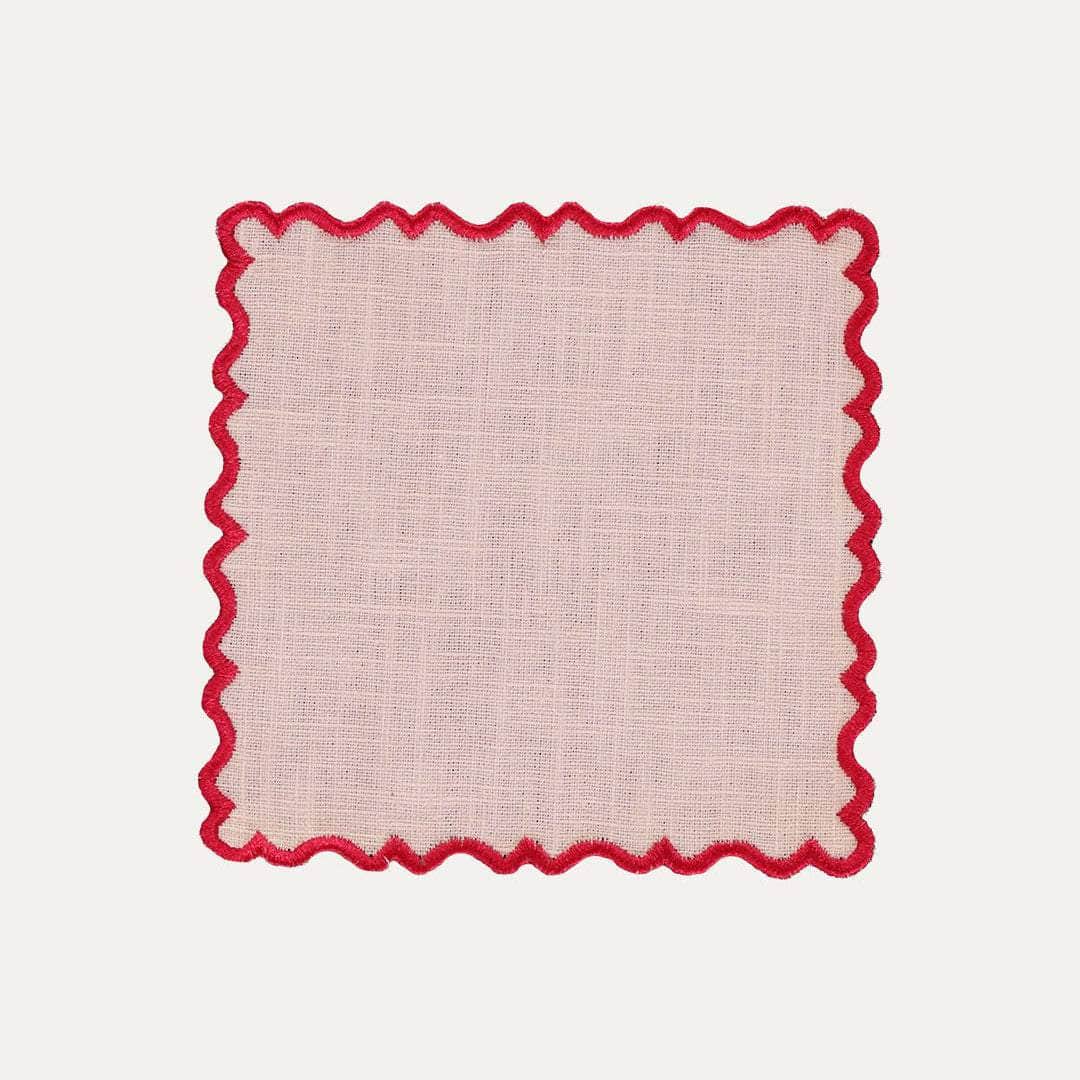 Wavy Cocktail Napkin Baby Pink with Pink