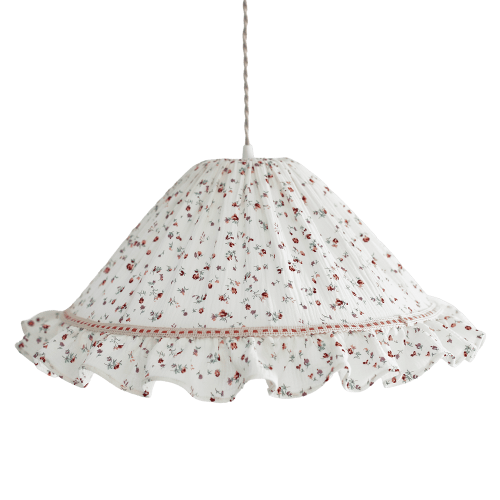 Emilia Conical Pendant Light with Ruffle in ‘Tiny Flowers’ Print