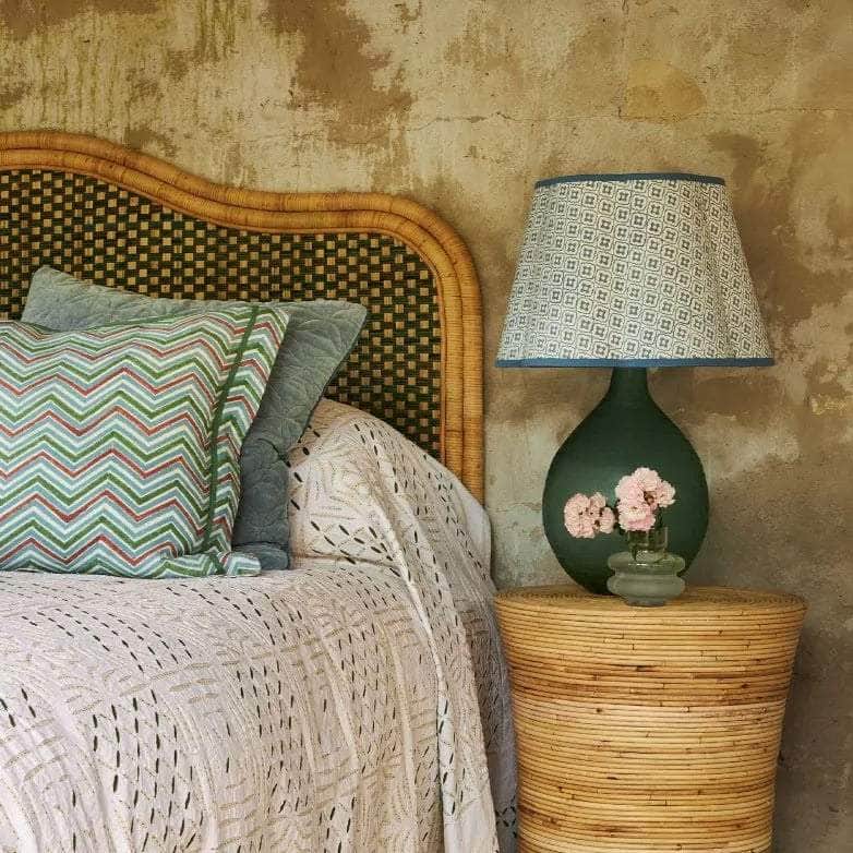 Super King Rattan Headboard - Blue