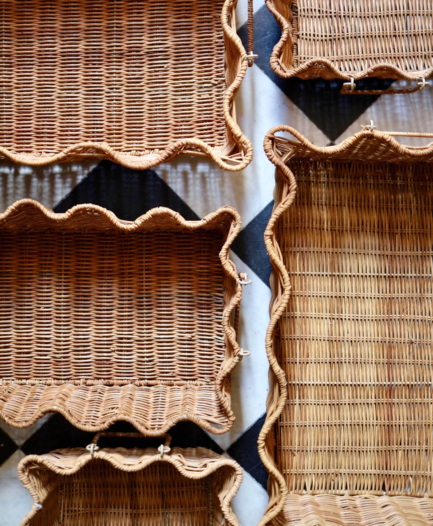 Scalloped Rattan Tray