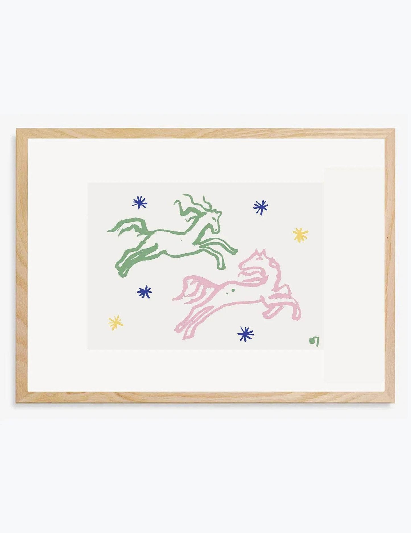 Pink & Green Horses Print