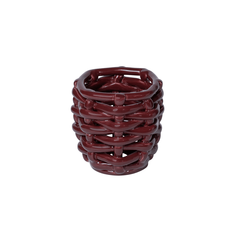 Small Burgundy Basketweave Planter