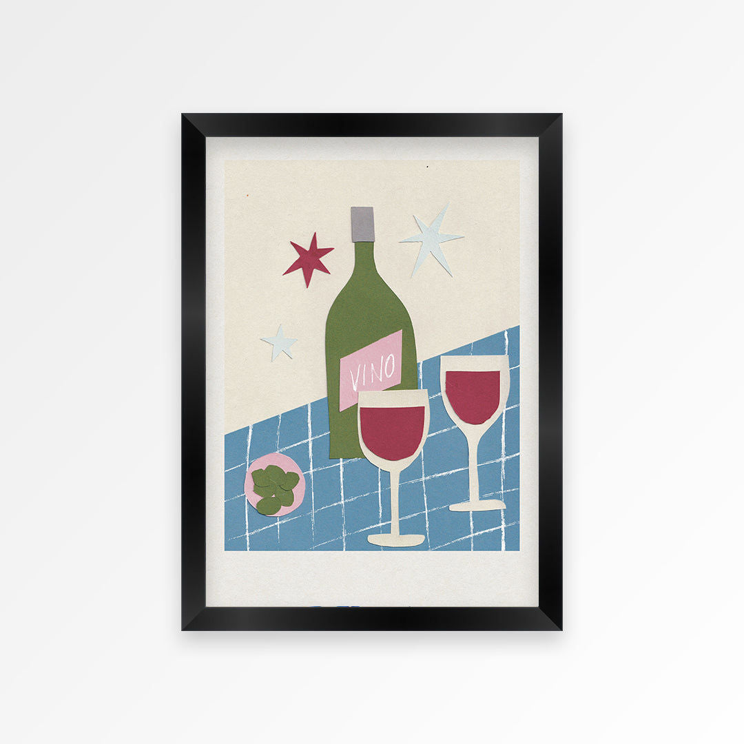 Wine Hand Collaged Print