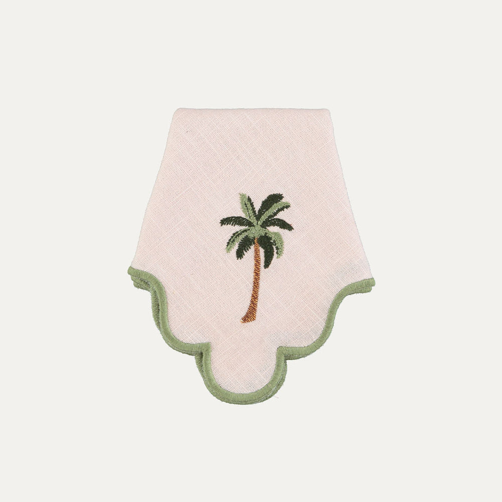 Wavy Napkin, Baby Pink with Palm Green