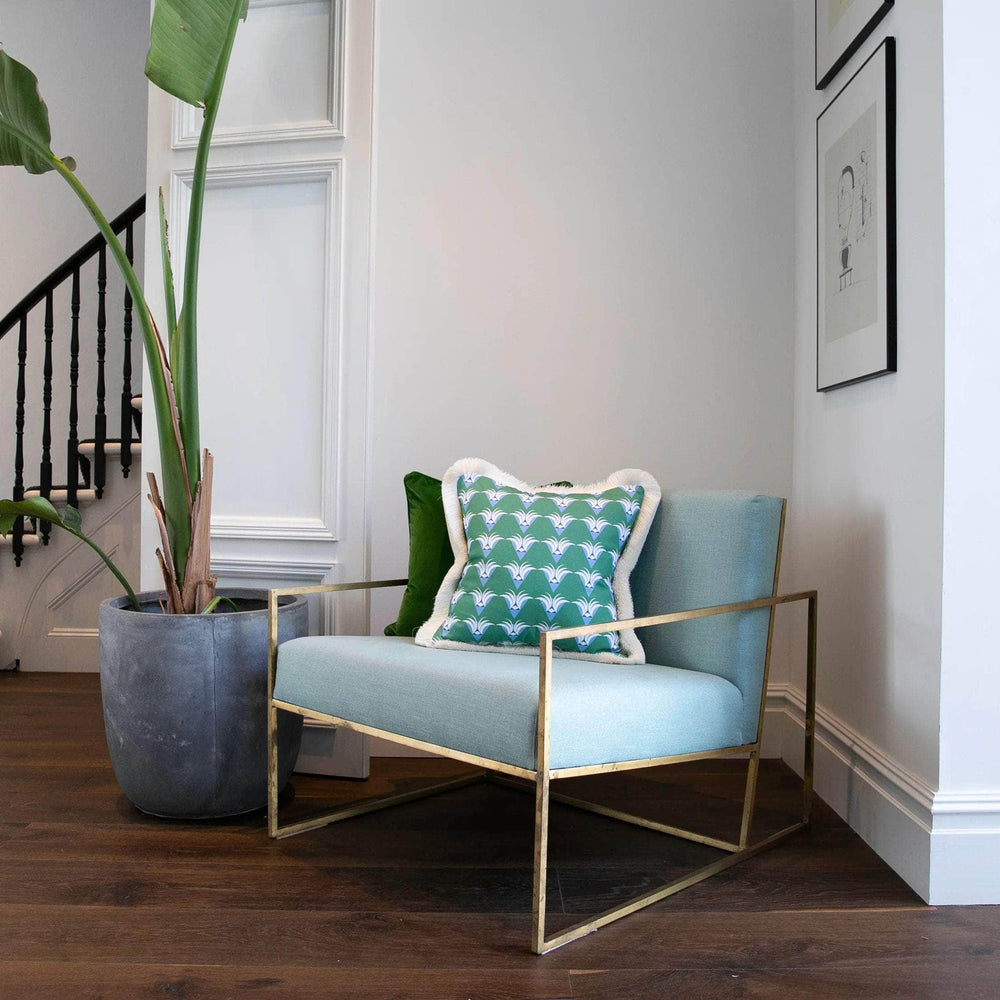 The Nightingale Cushion - Green with Fringing