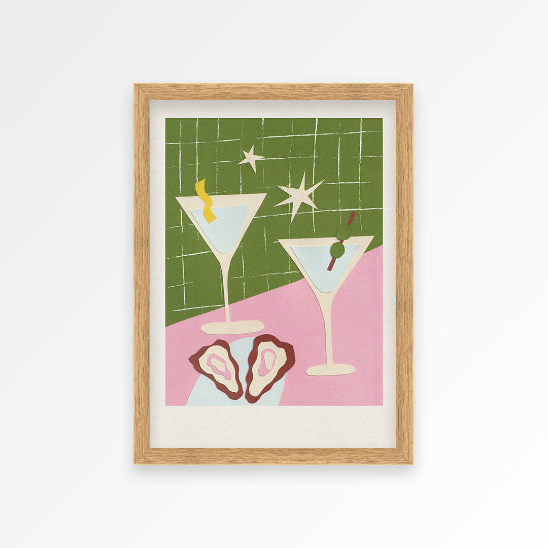 Martini Hand Collaged Print