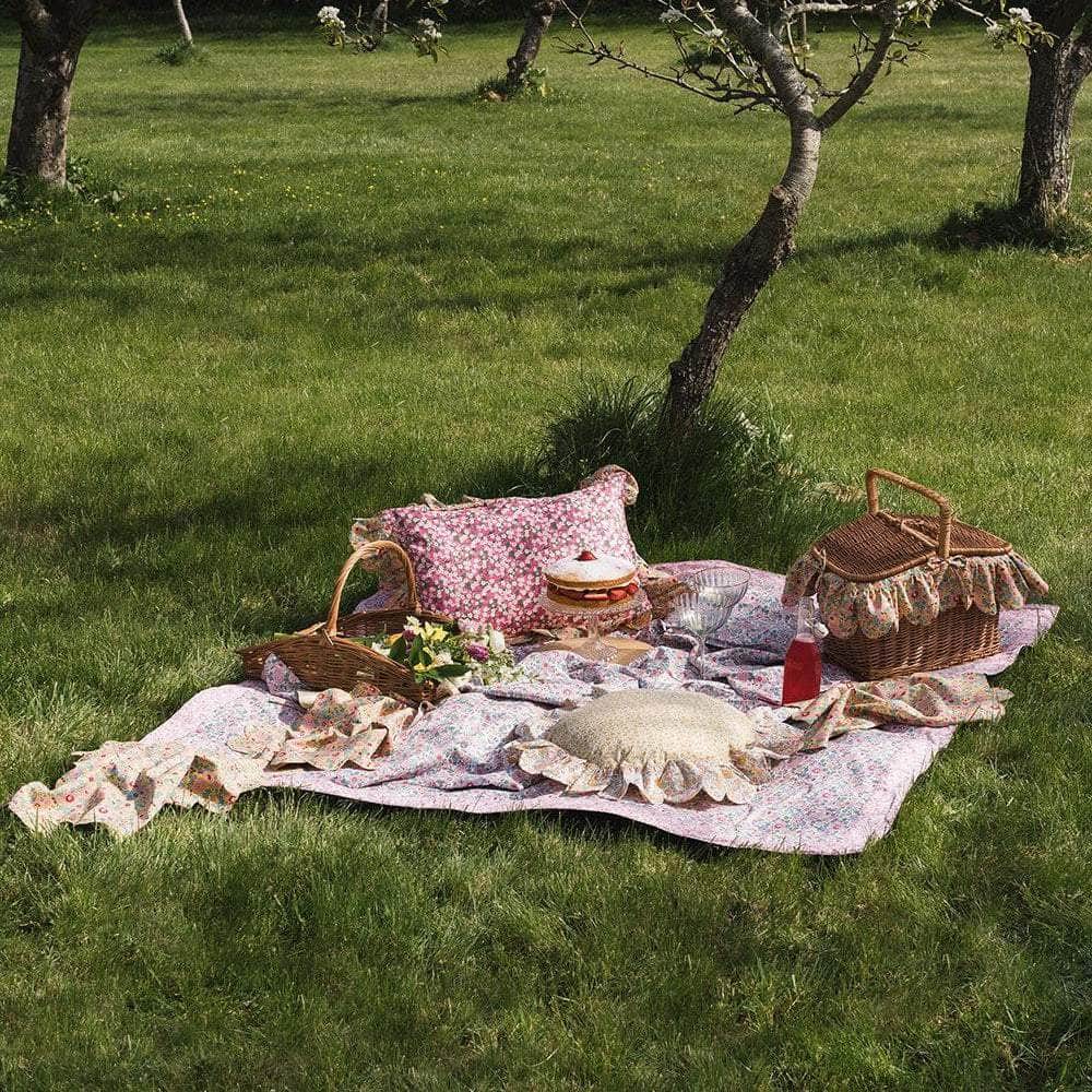 Picnic Blanket Made With Liberty Fabric Betsy Candy Floss & Mitsi Valeria Pink