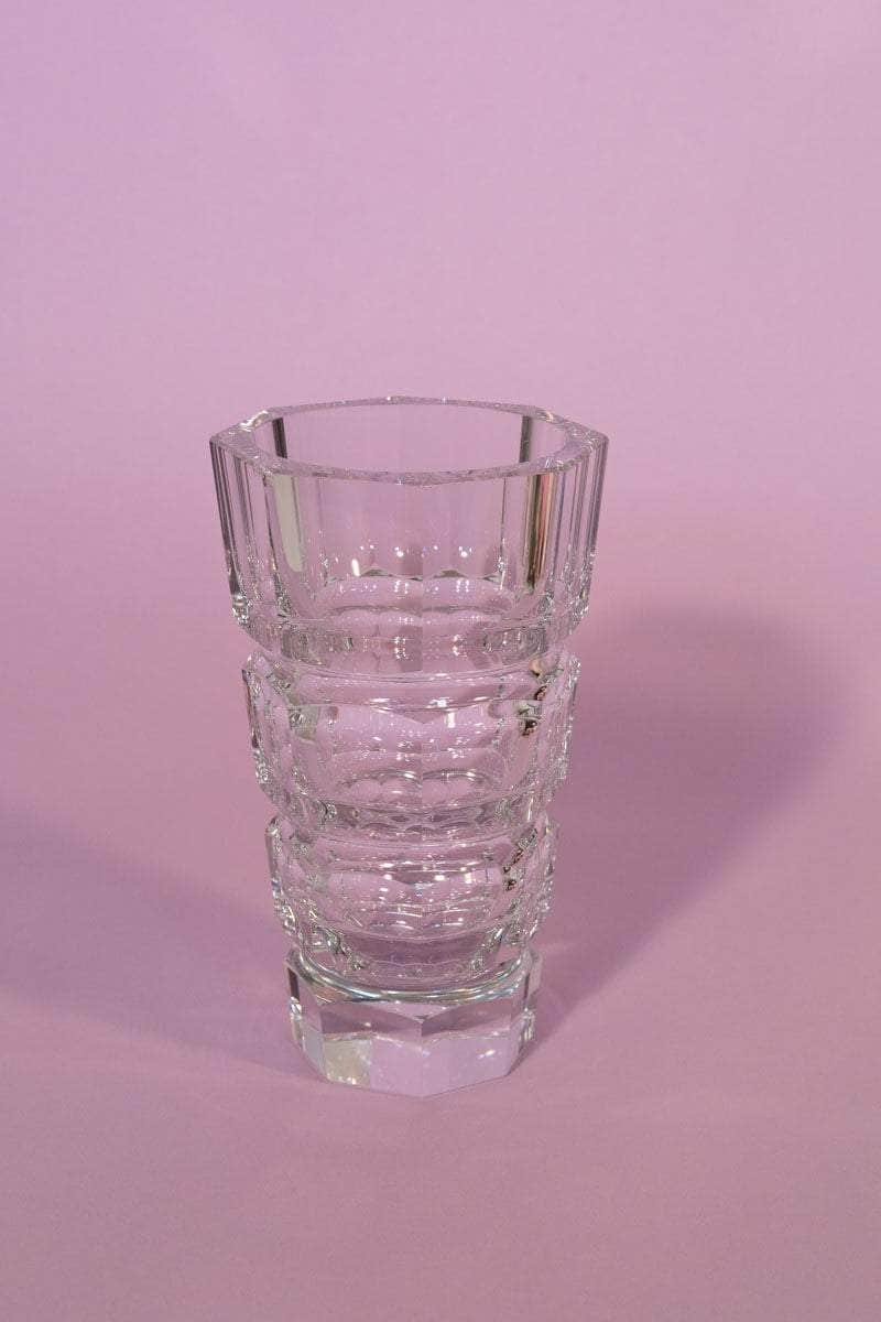 Vintage Art Deco Crystal Vase, Josef Hoffman for Moser
