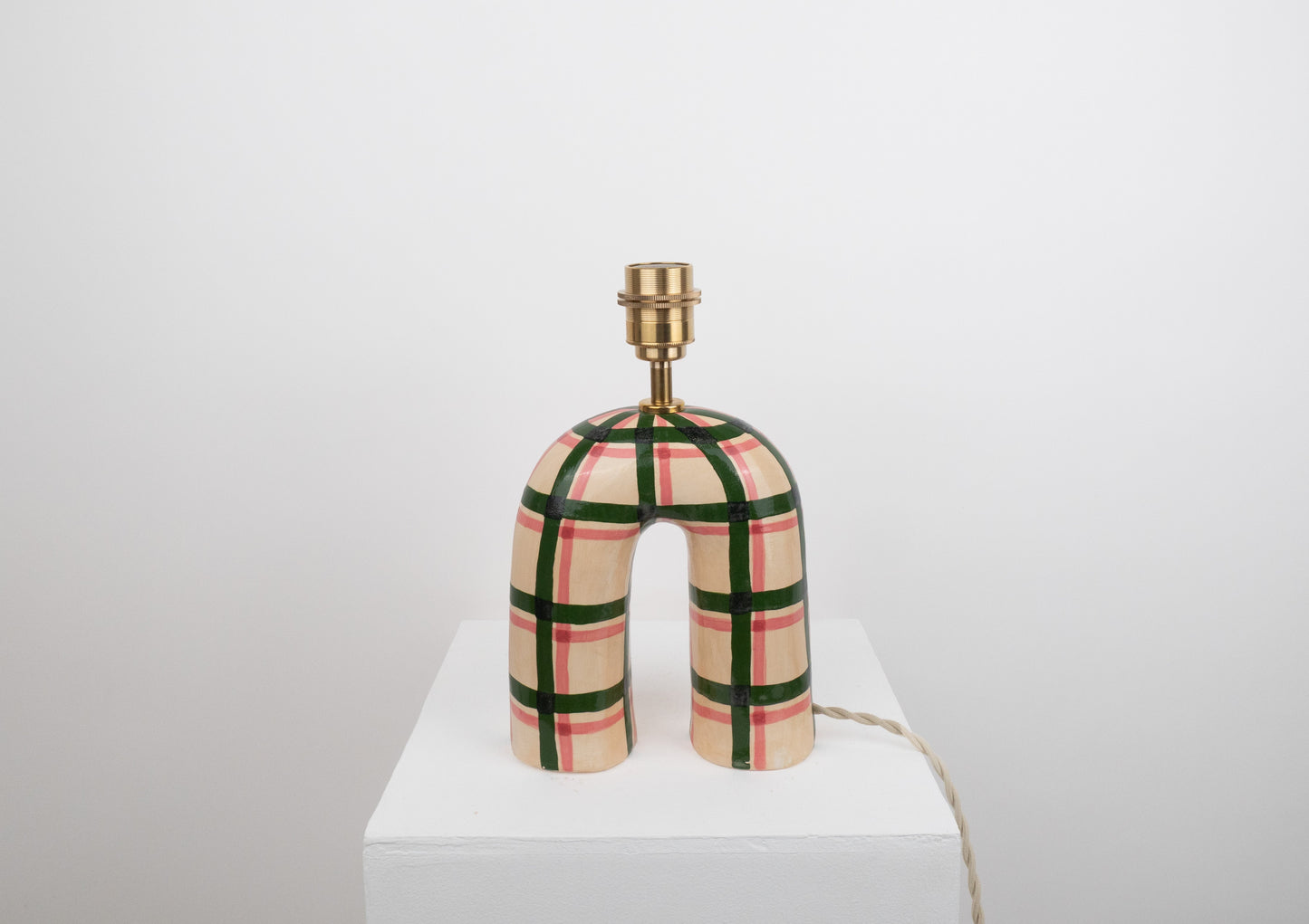 'You' Table Lamp - Green Gingham