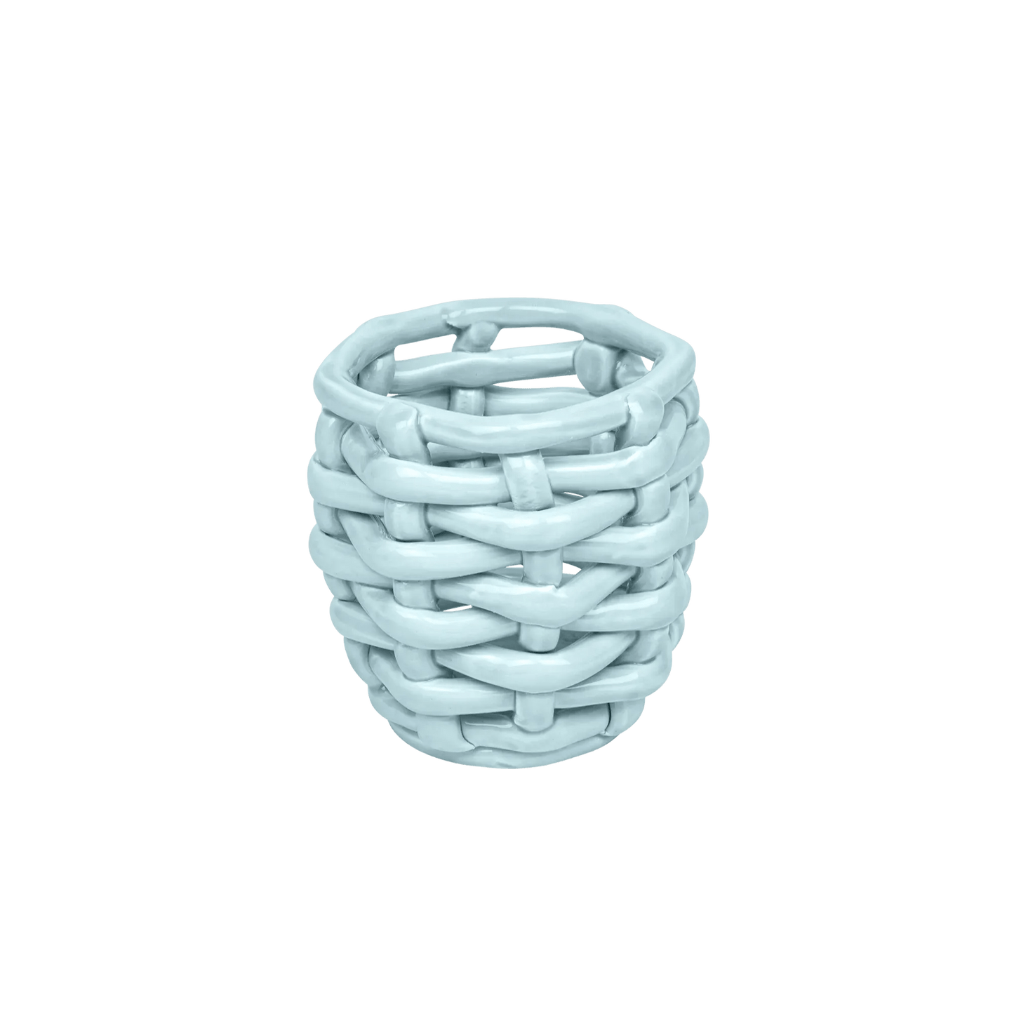Small Sky Blue Basketweave Planter